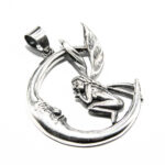 Pandantiv unisex din argint fara pietre - Ondina si luna - P210Y54F