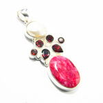 Pandantiv unicat din argint cu rubin granate si perla Baroque - P229Y74F