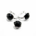 Set din argint cu onix negru fatetat - stil fashion - S150A18D