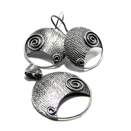 Set din argint fara pietre - stil vintage - Spirale - S135E26E