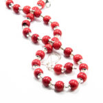 Set handmade din argint cu coral rosu - Unicat - Colier cu cercei - HM0502X