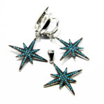 Set stil fashion din argint cu pietre albastre - Stars - S160A36E