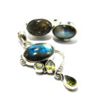 Set unicat din argint cu labradorit si peridot - stil Art Nouveau - S267Y6F