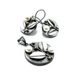 Set vintage din argint antichizat cu perle - stil Art Deco - S125E15G