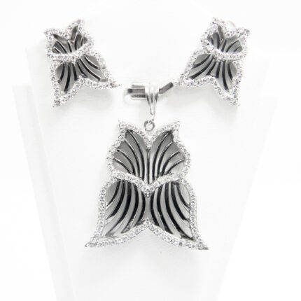 Set vintage din argint antichizat si pietre zirconiu - Butterfly - S155F10E