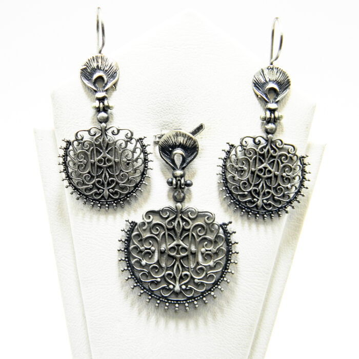 Set vintage din argint antichizat - stil oriental - S135E5Z - imagine 2