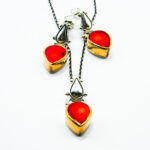 Set vintage din argint cu coral - stil oriental - Meryem - S135F1G