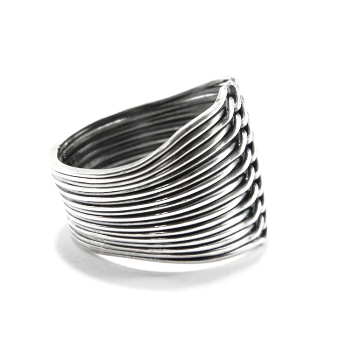 Inel statement din argint împletit- model Puzzle Ring - i105A-20 - imagine 2