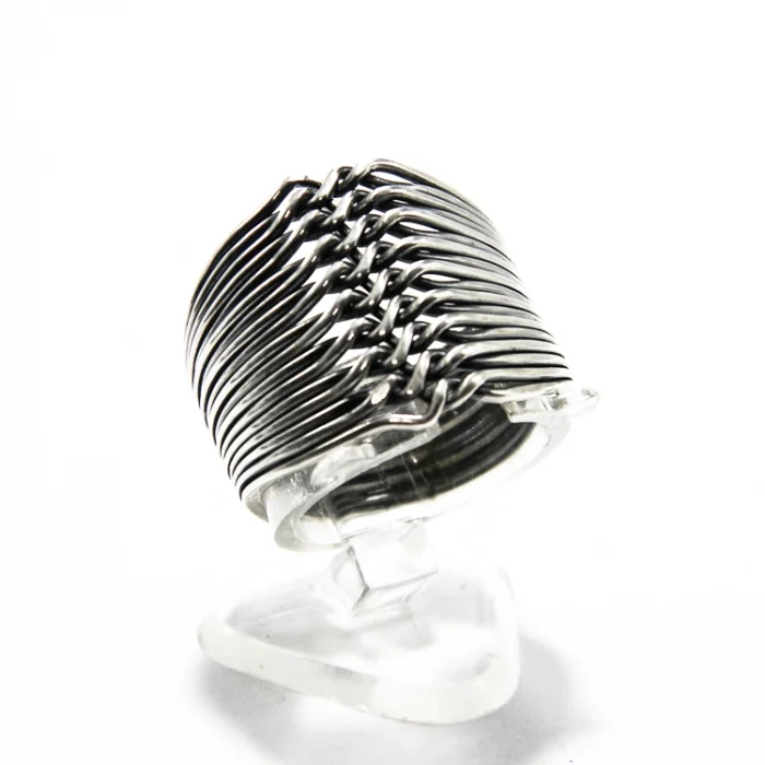 Inel statement din argint împletit- model Puzzle Ring - i105A-20 - imagine 3