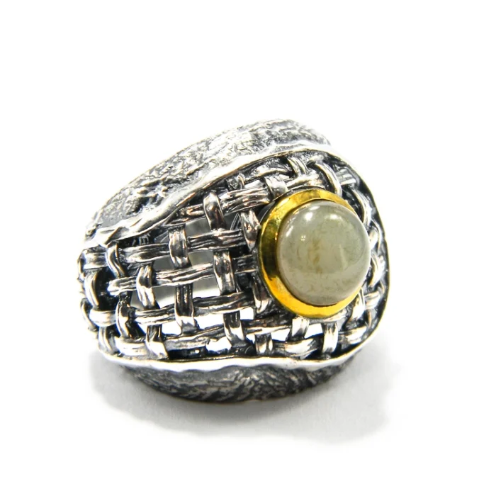 Inel din argint cu agat, stil vintage, Unicat - i135F38E - imagine 3