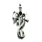 Pandantiv Șarpele cu aripi din argint cu onix - P120E57G - imagine 5