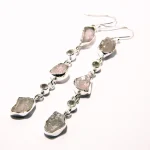 Cercei lungi din argint cu kunzit natural - K224Y15H - imagine 5