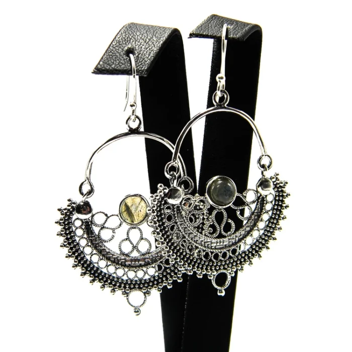 Cercei din argint cu labradorit - stil Art Nouveau - K248Y11H-2 - imagine 2
