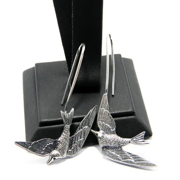 Cercei handmade din argint - Randunele - Unicat - K225F87H - imagine 5