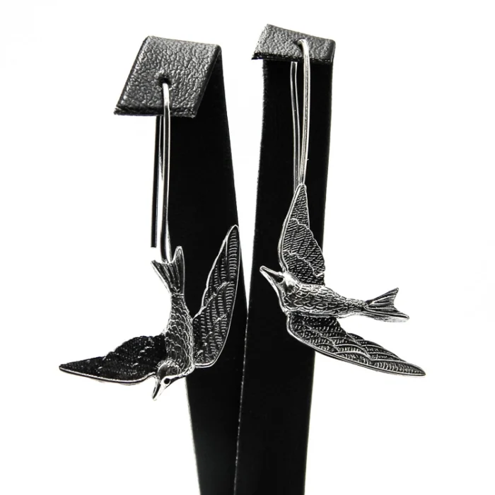 Cercei handmade din argint - Randunele - Unicat - K225F87H - imagine 3