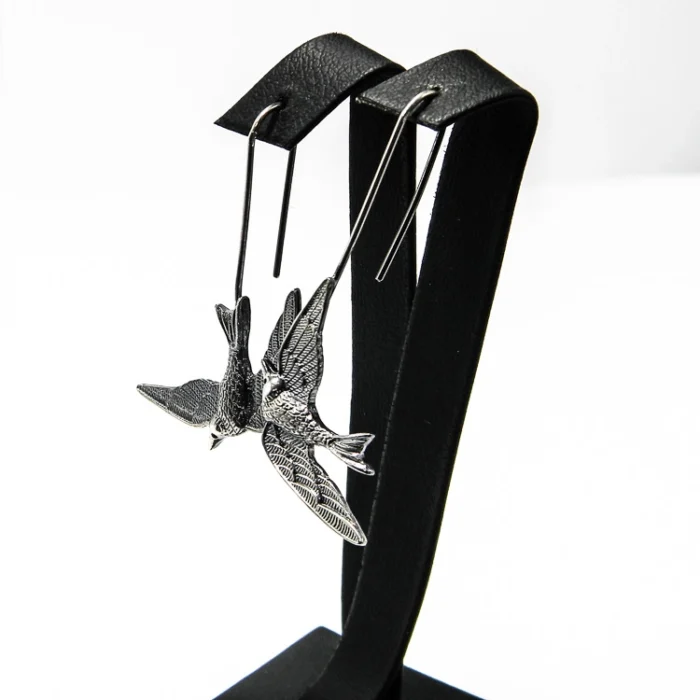 Cercei handmade din argint - Randunele - Unicat - K225F87H - imagine 4