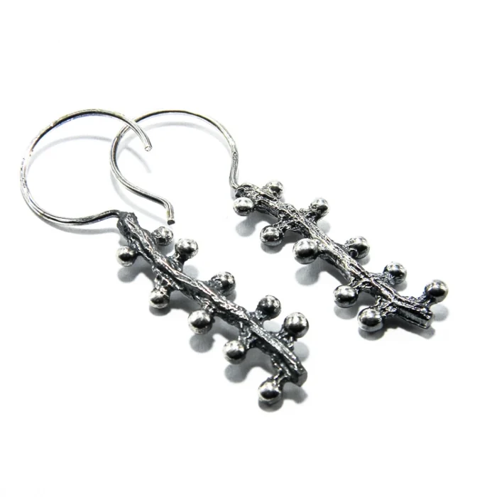 Cercei handmade din argint antichizat - Muguri - K225F92H - imagine 5