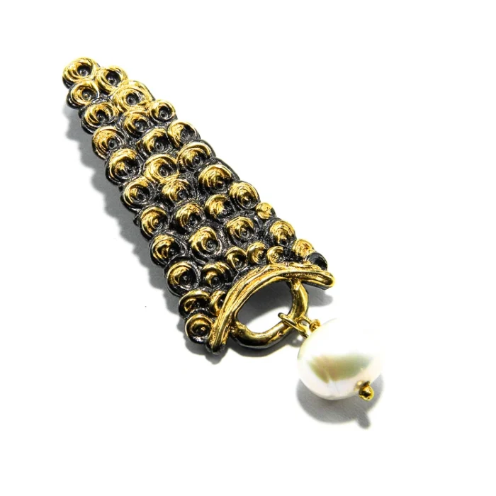 Set unicat din argint antichizat cu perle si argint aurit - S275F31H - imagine 4