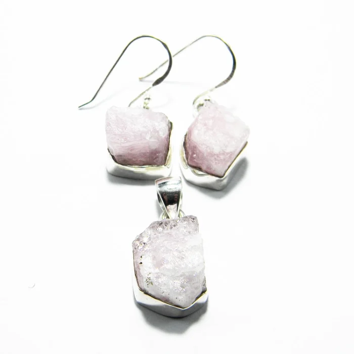 Set unicat din argint cu kunzit natural - S248Y11H - imagine 3