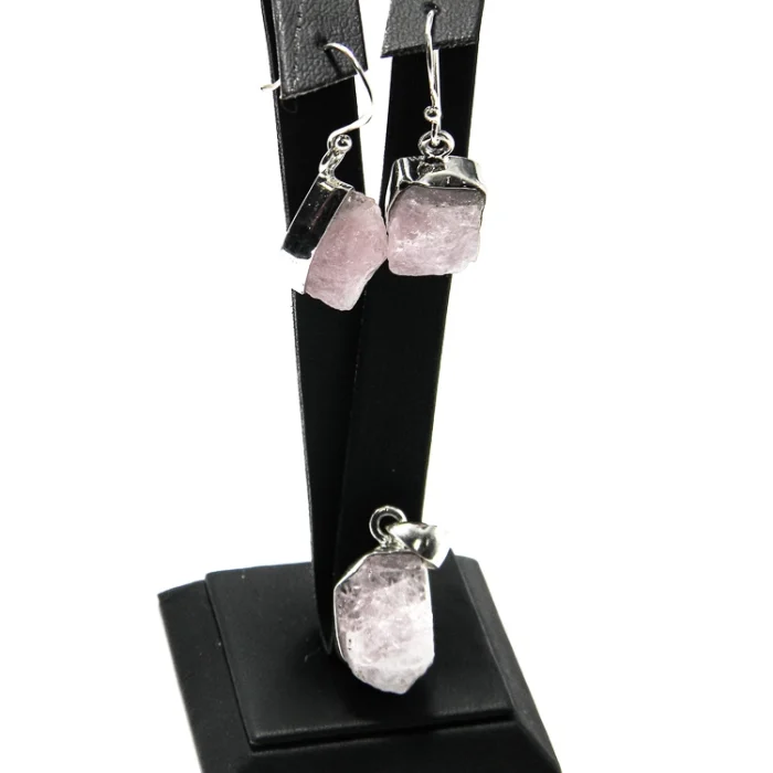 Set unicat din argint cu kunzit natural - S248Y11H - imagine 2