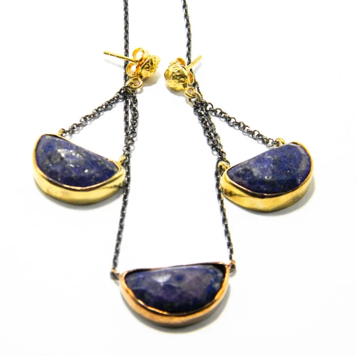 Set vintage din argint cu lapis lazuli - model oriental - S275F28H - imagine 2