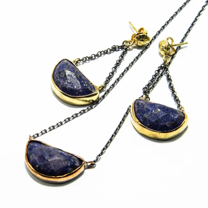 Set model oriental din argint cu lapis lazuli natural