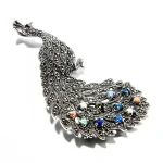 Brosa statement Paun din argint cu marcasite - BR51TY2H - imagine 3