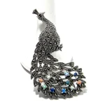 Brosa statement Paun din argint cu marcasite - BR51TY2H - imagine 4