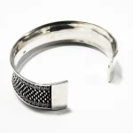 Bratara fixa unisex din argint patinat - stil Art Deco-Etno - B224Y30H - imagine 4