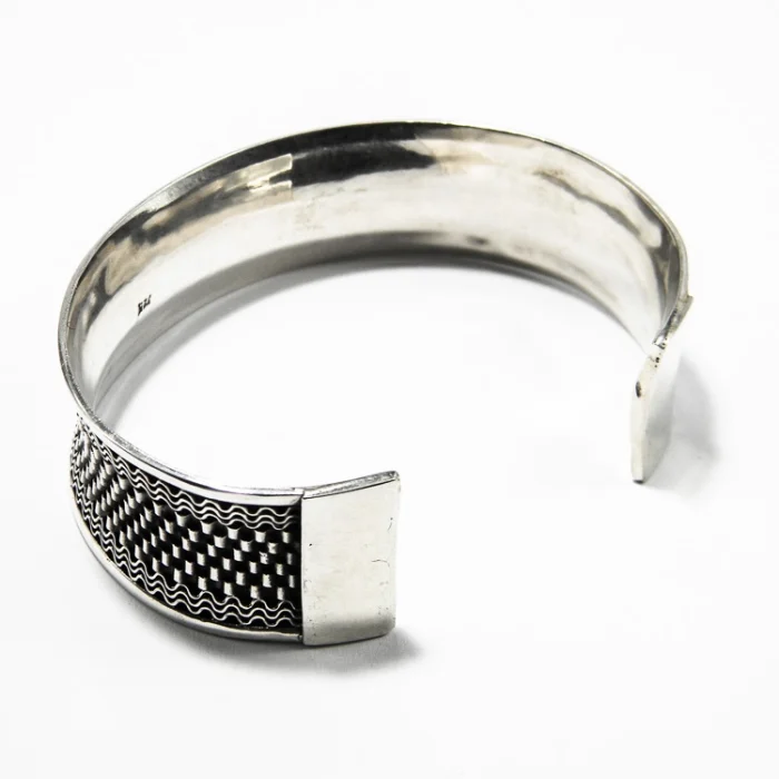 Bratara fixa unisex din argint patinat - stil Art Deco-Etno - B224Y30H - imagine 4