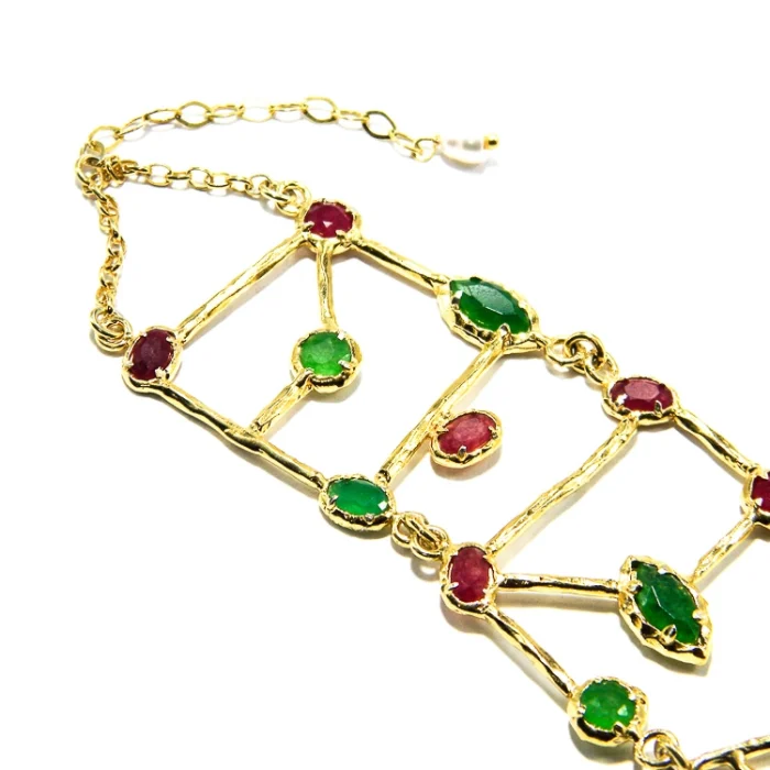 Brățară unicat Art Deco din argint aurit - piesă statement