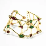 Brățară statement din argint aurit cu pietre de sinteză