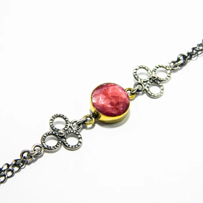 Bratara unicat din argint cu rubin de sinteza - B248Y3H