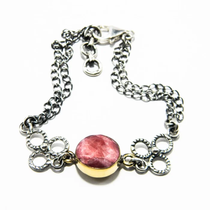 Bratara argint cu piatra rosie - Rubin de sinteza - piesa unicat