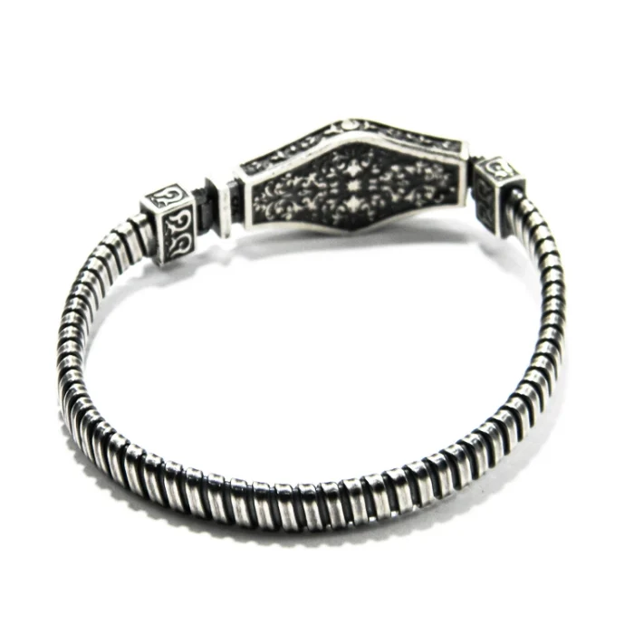 Bratara unisex statement din argint - Cap de lup - B224Y56H - imagine 5