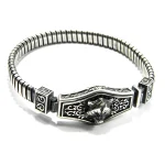 Bratara unisex statement din argint - Cap de lup - B224Y56H - imagine 4
