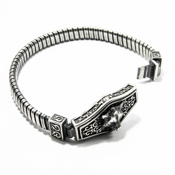 Bratara unicat din argint cu motiv Cap de pup