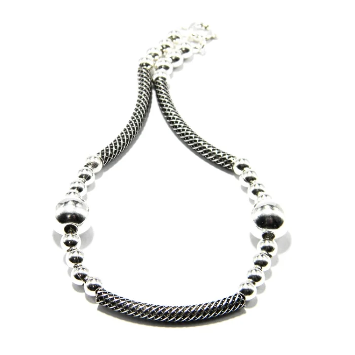 Bratara cu bile din argint fara pietre - stil fashion - B212Y16H - imagine 3