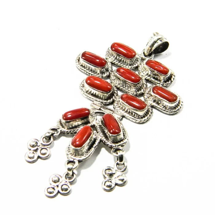 Pandantiv statement din argint cu coral natural - P224Y21H - imagine 3