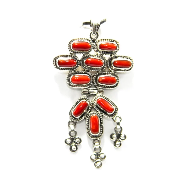Pandantiv unicat din argint cu coral natural