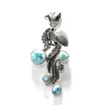 Pandantiv unicat din argint cu larimar natural - stil Art Nouveau - P272Y26H - imagine 5