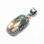 Pandantiv din argint cu Oyster Turquoise - stil Art Deco - P236Y33H - imagine 3