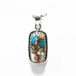 Pandantiv din argint cu Oyster Turquoise - stil Art Deco - P236Y33H - imagine 4