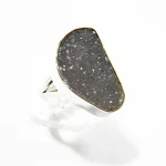 Inel unicat din argint cu cuarș druzi natural