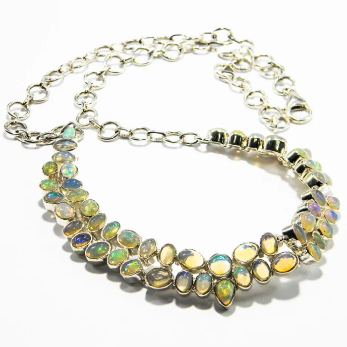 Colier statement din argint cu opal natural de Etiopia - CL298Y8H - imagine 2