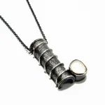 Colier lung din argint antichizat cu perlă, Unicat - CL225F23H - imagine 2