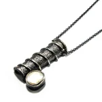 Colier lung din argint antichizat cu perlă, Unicat - CL225F23H - imagine 4