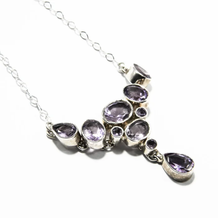 Colier din argint cu ametist fațetat - Rain of Amethysts - CL250Y14H - imagine 2