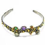 Bratara unicat handmade din argint antichizat si pietre colorate