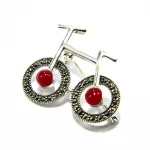 Brosa bicicleta Retro din argint cu marcasite - stil vintage